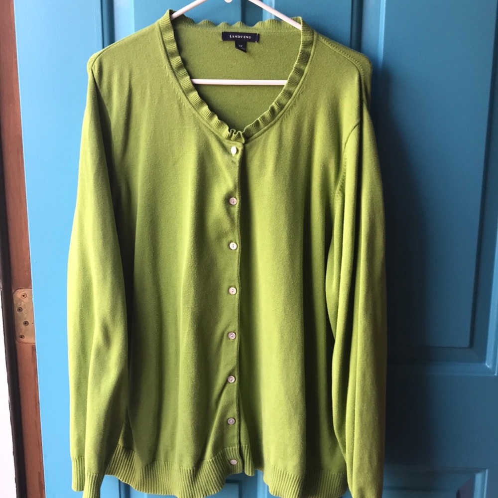 Land’s End ruffle neck cardigan